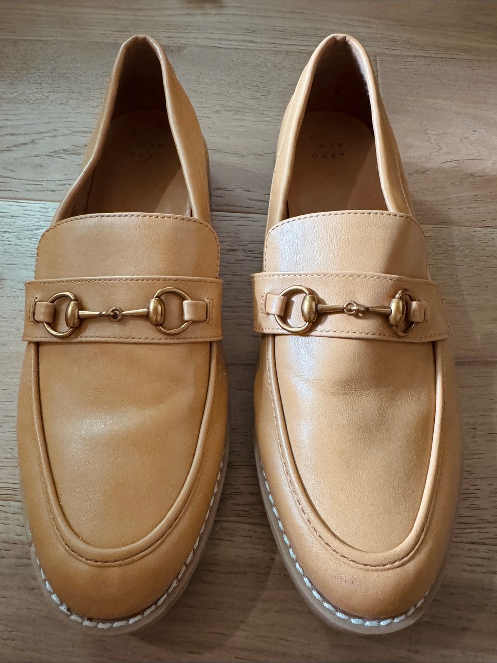 a new day Tan faux Leather Horsebit Loafers